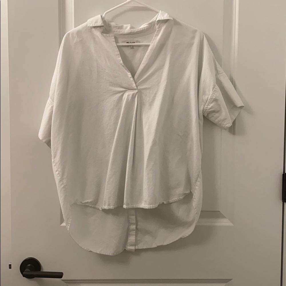 Madewell Small White Blouse with Button Back